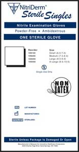 Nitriderm Sterile Singles Powder-Free Nitrile Exam Gloves, Small 6 1/2 - 7