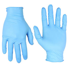 House Brand Powder-Free Nitrile Gloves, Non-Sterile, Medium, Blue, 100/Bx