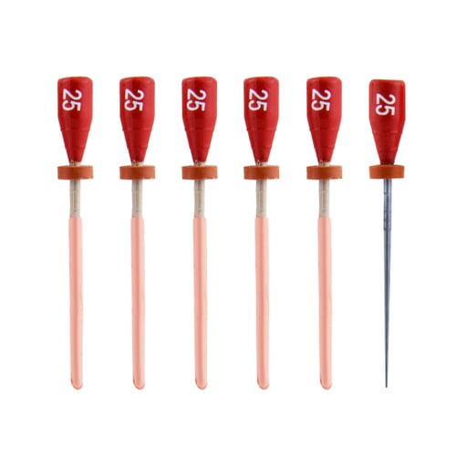 One File G Gutta Percha Carrier Obturators, 5 x #25 (Red) Obturators + 1 Verifier