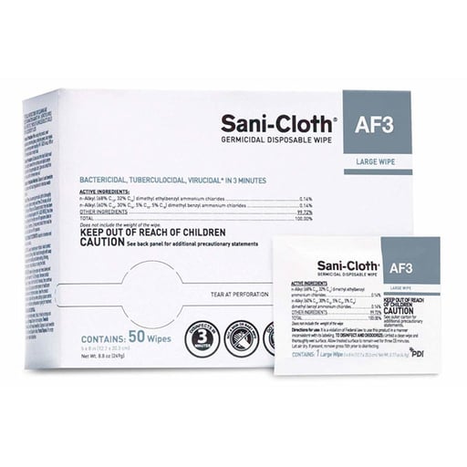Sani-Cloth AF3 5" x 8" Individually Wrapped Wipes, 50/Pk