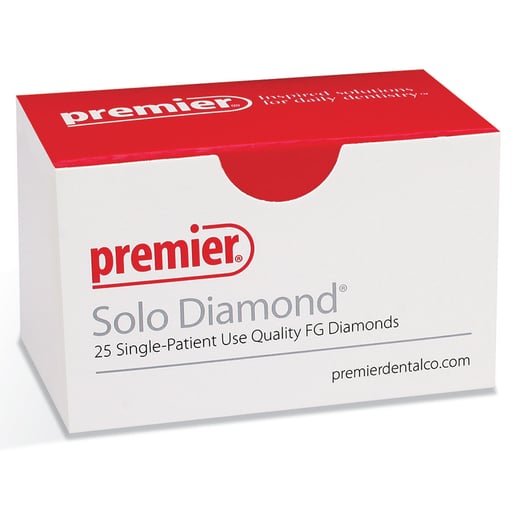 Solo #0918.8 coarse grit, flat end taper diamond bur, single use. Package of 25