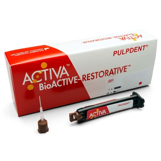 Activa Bioactive Restorative A2 Single Refill: 5ml/8g Syringe + 20 Automix Tips with Bendable 20-Gauge Metal Cannula