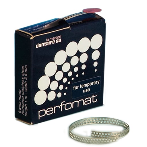 PerfoMat perforated stainless steel grid splint in a roll. 39" long x 3.5 mm