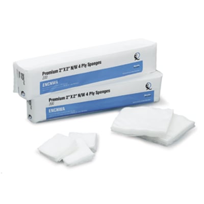Quala 4" x 4" 4-ply Non-Woven Non-Sterile Sponges 2000/Cs. Rayon/Polyester