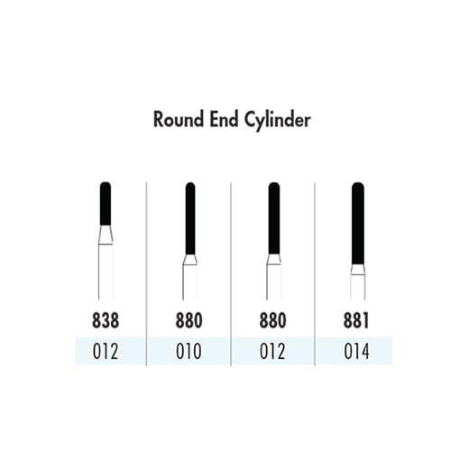 Quala FG #881 014 Round End Cylinder Single Use Diamond, Coarse Grit, pack