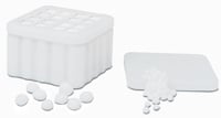 Temple White Plastic Dispenser, Holds 4 Cotton Pellet Refills, with #1, #2, #3