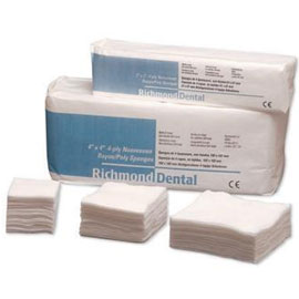 Richmond 3" x 3" Non-Woven Poly/Rayon Sponges 4000/Cs. 4-ply Non-Sterile