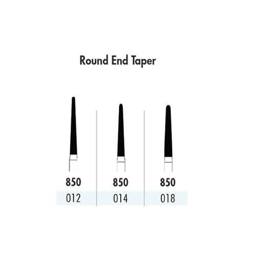 Quala FG #850 012 Round End Taper Single Use Diamond, Fine Grit, pack of 10