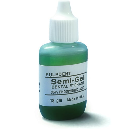 Pulpdent Semi-Gel, 18gm bottle. 35% phosphoric acid. A less viscous semi-gel