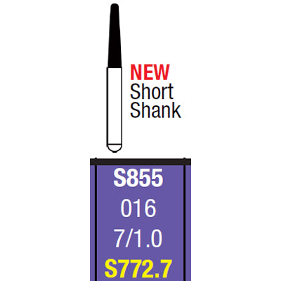 Spring FGSS #S772.7 Medium grit Round End Taper single-use diamond bur, pack