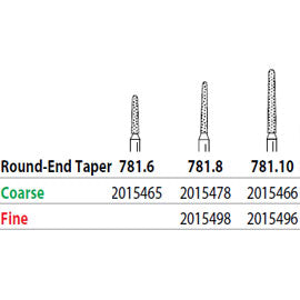 Two Striper FG 781.8 Fine Diamond Bur Round-End Taper. Pack of 5