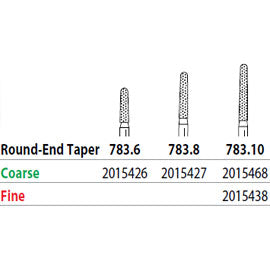 Two Striper FG 783.10 Fine Diamond Bur Round-End Taper. Pack of 5