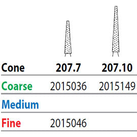 Two Striper FG #207.10 Coarse Diamond Bur, Cone. Pack of 5