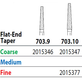 Two Striper FG 703.9 Coarse Diamond Bur Flat-End Taper. Pack of 5