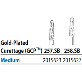 Two Striper FG 257.SB Medium Diamond Burs, Gold-Plated Curettage, 8mm Cutting