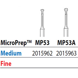 Two Striper FG MP 53A Medium Diamond Burs, Micro-Prep. Pack of 5