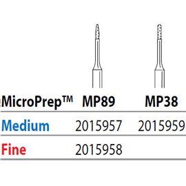 Two Striper FG MP 38 Medium Diamond Burs, Micro-Prep. Pack of 5