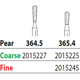 Two Striper FG 365.4 Coarse Diamond Bur, Pear. Pack of 5