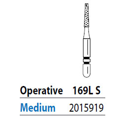 Two Striper ShortCut FG 169L S Medium Diamond Bur, Operative, Short Shank. Pack
