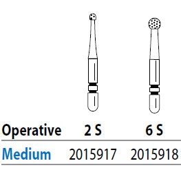 Two Striper ShortCut FG 2 S Medium Diamond Bur, Operative, Short Shank. Pack