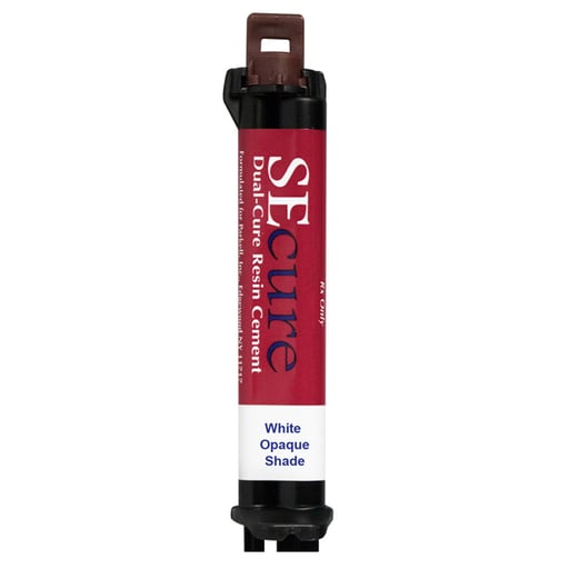 SEcure White Opaque shade dual-cure resin cement, 9 gm syringe & 10 mixing tips
