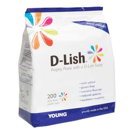 D-Lish Coarse Mint Prophy Paste with Fluoride. Box of 200 Unit Dose Cups