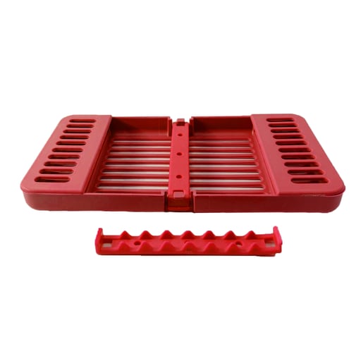 Compact Cassette RED 4" x 7" x 5/8", Multi-Instrument Sterilization, Holds 8