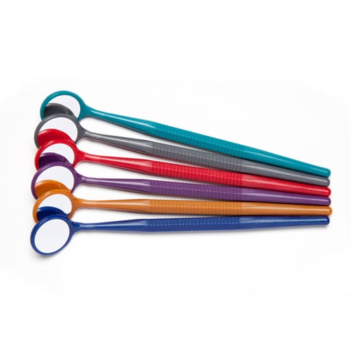 Crystal HD Mouth Mirror - #4 with Thin Grip, Assorted Jewel Colors 12/Pk
